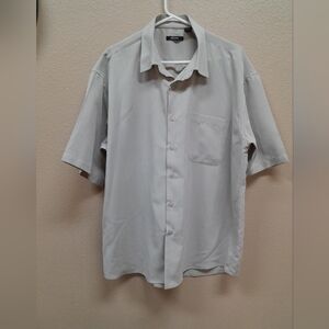 ■PRICE DROP! Men's Tan Striped Micro Peach Skin Button Down Shirt Size:XL  Kenpo